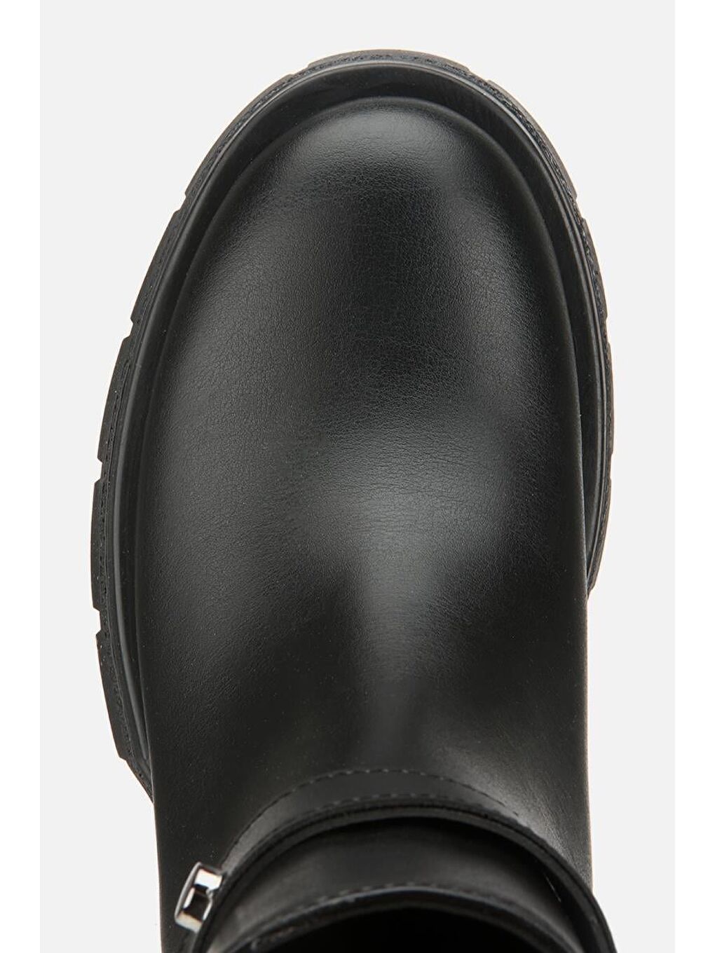 Kadın Siyah Tokalı Kalın Tabanlı Düz Bot-5