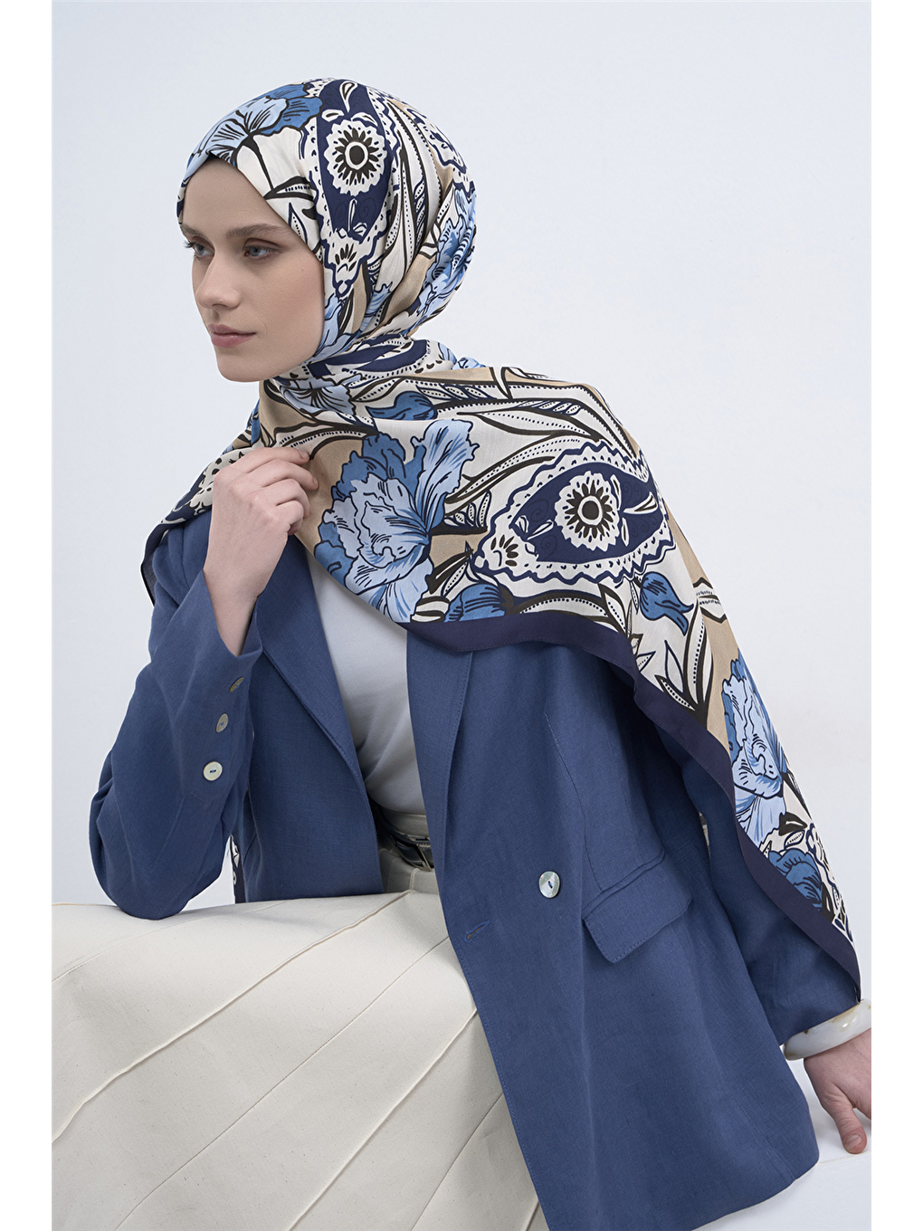 Lacivert Pure Şal 3217 44-1