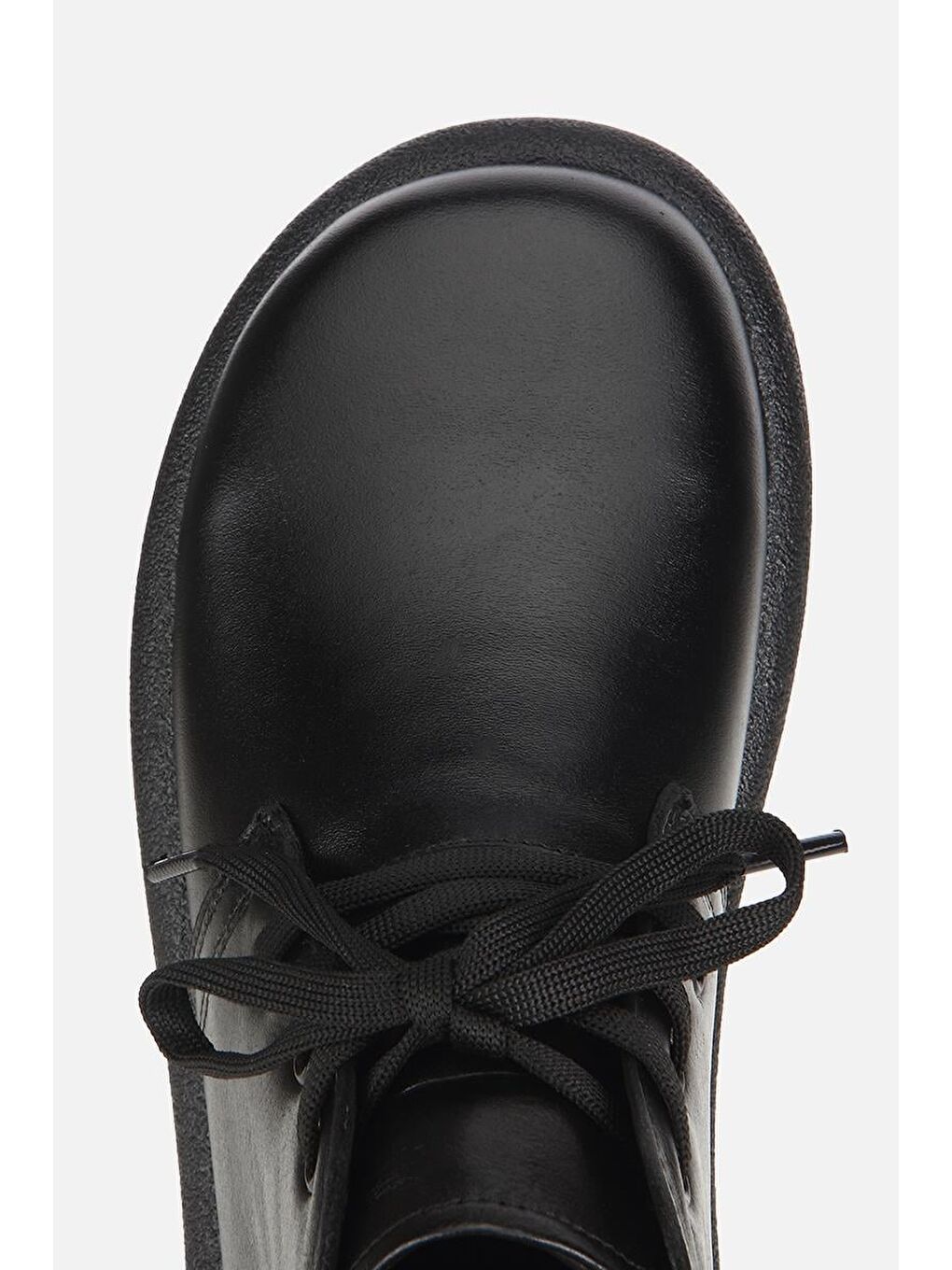 Kadın Deri Siyah Bağcıklı Düz Bot-4