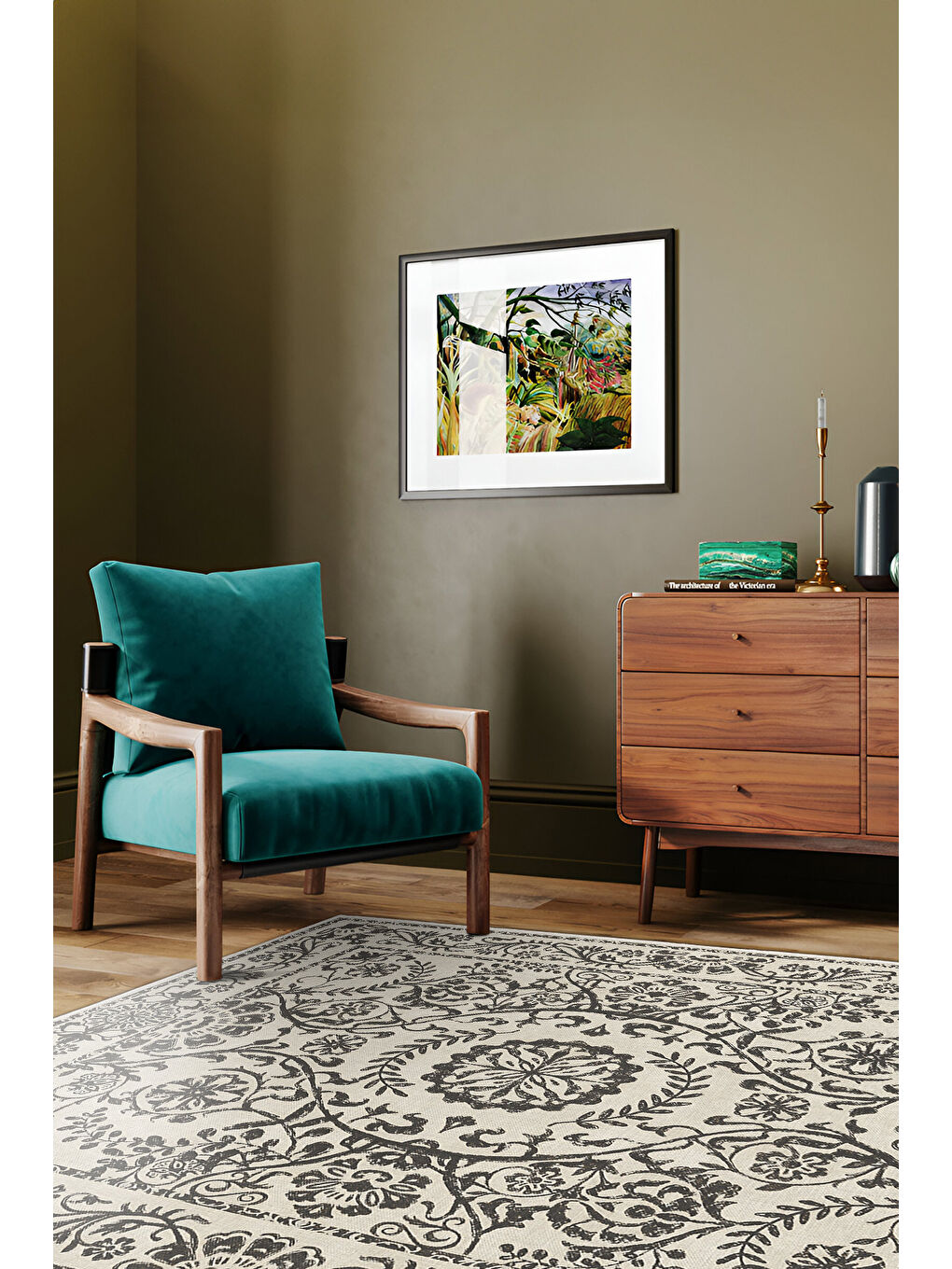 Kahverengi Dekoratif Özel Tasarım Yıkanabilir İnce Kaymaz Tabanlı Modern Halı KECE FR11-1