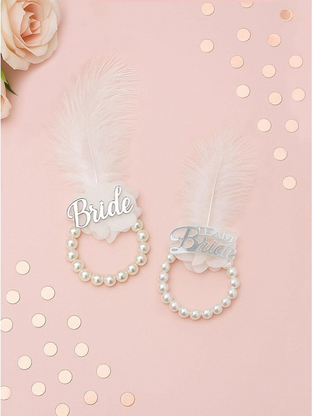 Ekru İncili Nedime Bilekliği Bride Bileklik Bekarlığa Veda Partisi Aksesuar Seti Gümüş 10'lu