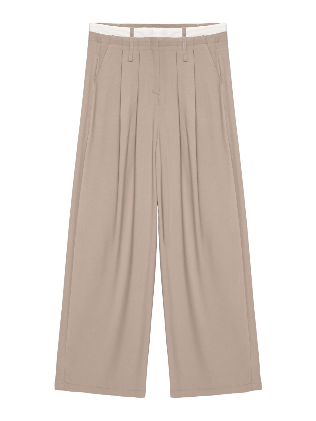 Çift Bel Palazzo Pantolon Bej
