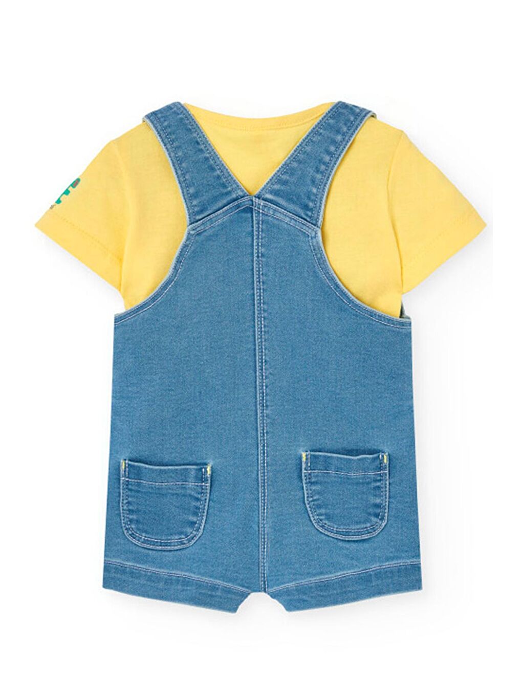 Karışık Kuala Nakışlı Erkek Bebek 2'li Salopet Şort Set-1