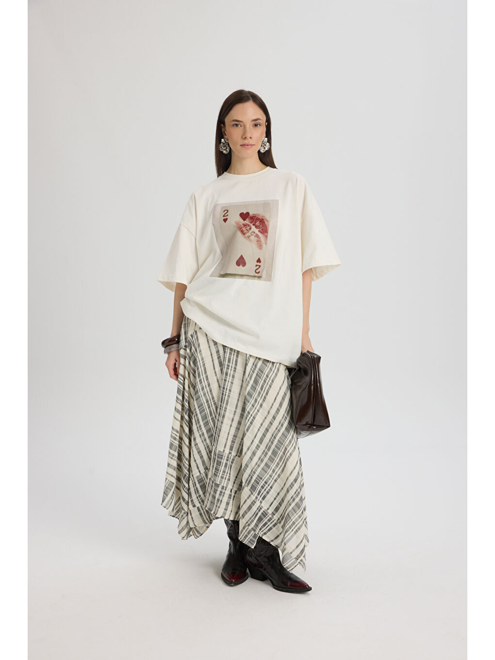 Two Of Hearts Oversize Beyaz T-Shirt-1