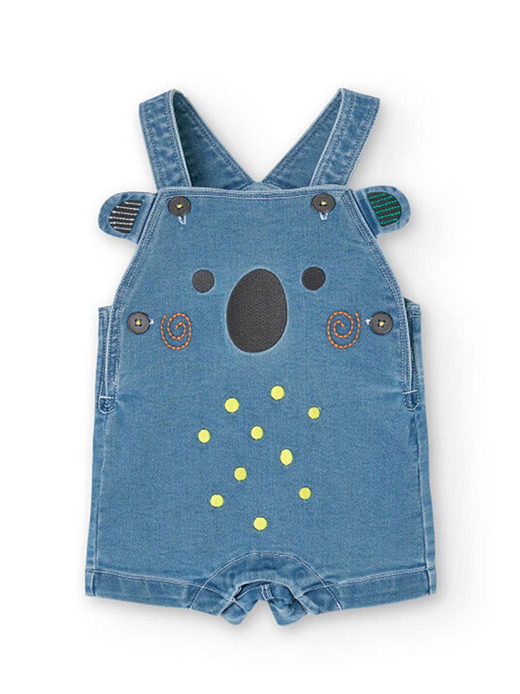 Karışık Kuala Nakışlı Erkek Bebek 2'li Salopet Şort Set-3