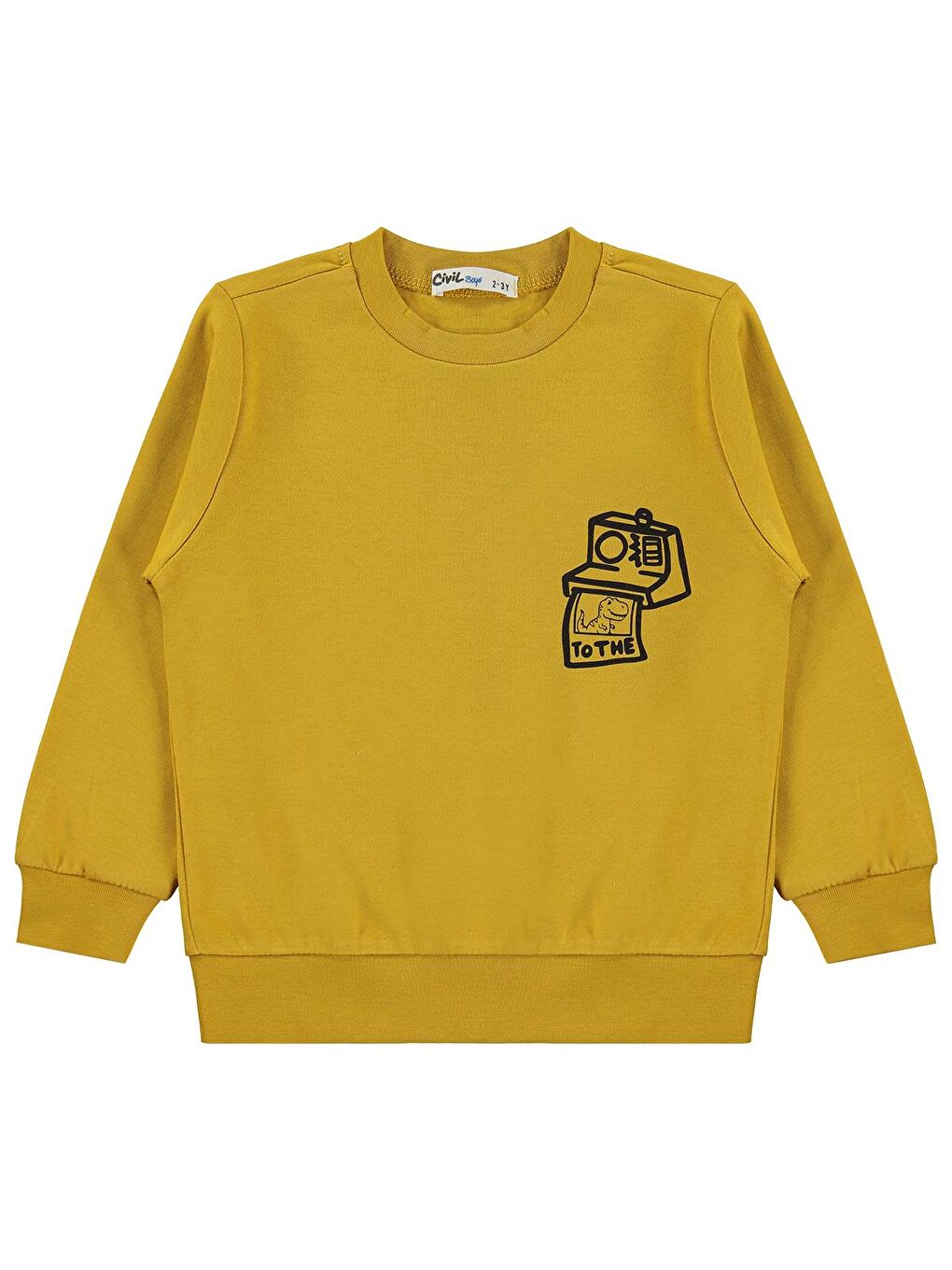 Sarı Boys Fotoğraf Makinesi Baskılı 2-5 Yaş Sweatshirt - Hardal 2-3 Yaş