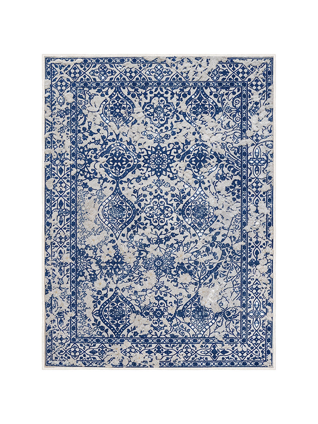 Mavi Dekoratif Özel Tasarım Yıkanabilir İnce Kaymaz Tabanlı Modern Halı KECE FR10