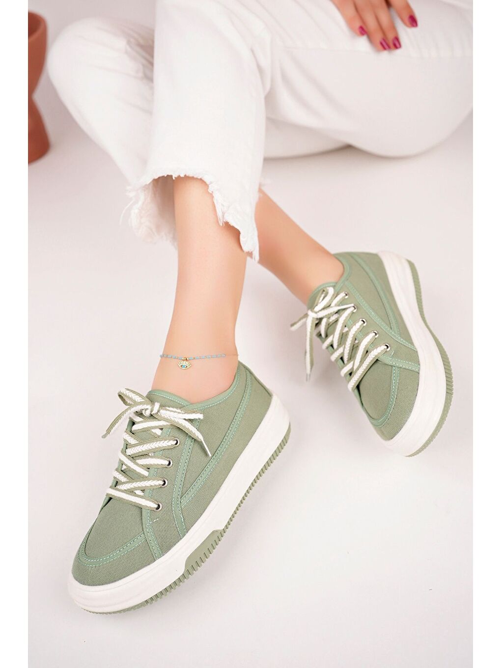 Yeşil Kadın Sneaker Günlük Ayakkabı