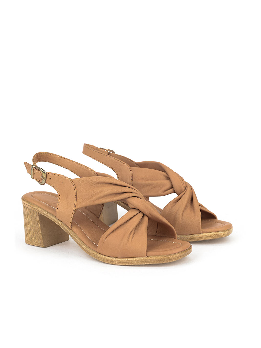 Kahverengi Kadın Hakiki Deri Topuklu Sandalet 1611020Z2213 Camel-1
