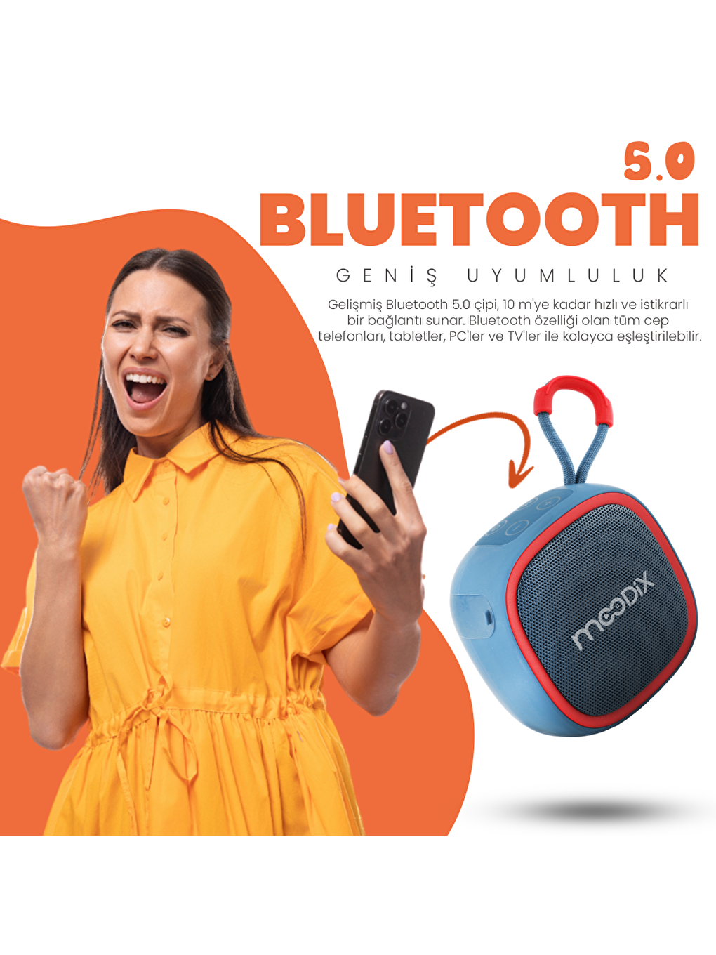 Moodix Mavi-Kırmızı KI23KS659 Bluetooth Hoparlör Mavi 5W - 3