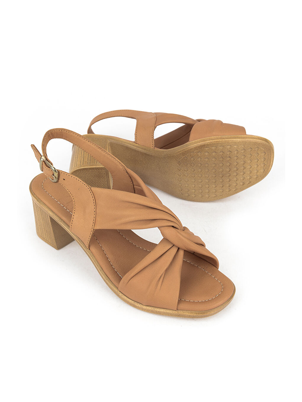 Kahverengi Kadın Hakiki Deri Topuklu Sandalet 1611020Z2213 Camel-3