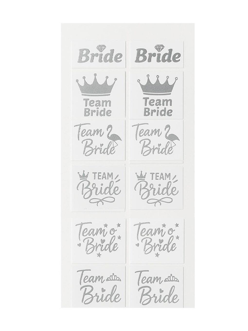 Gri Bekarlığa Veda Partisi Karışık Dövme Seti Bride Team Bride Dövme Gümüş 12'li-1