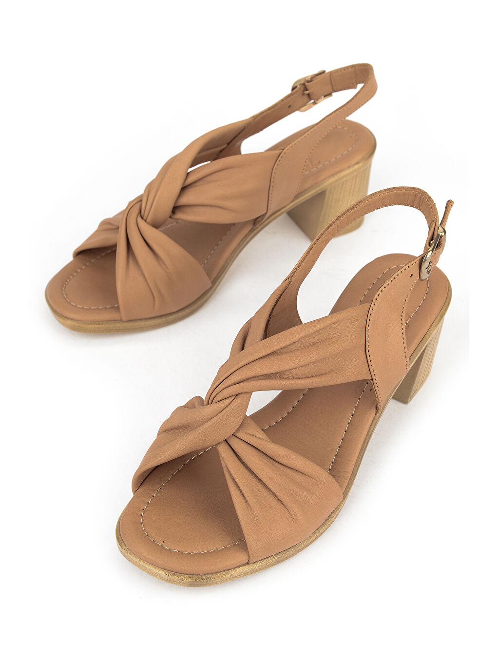 Kahverengi Kadın Hakiki Deri Topuklu Sandalet 1611020Z2213 Camel-4