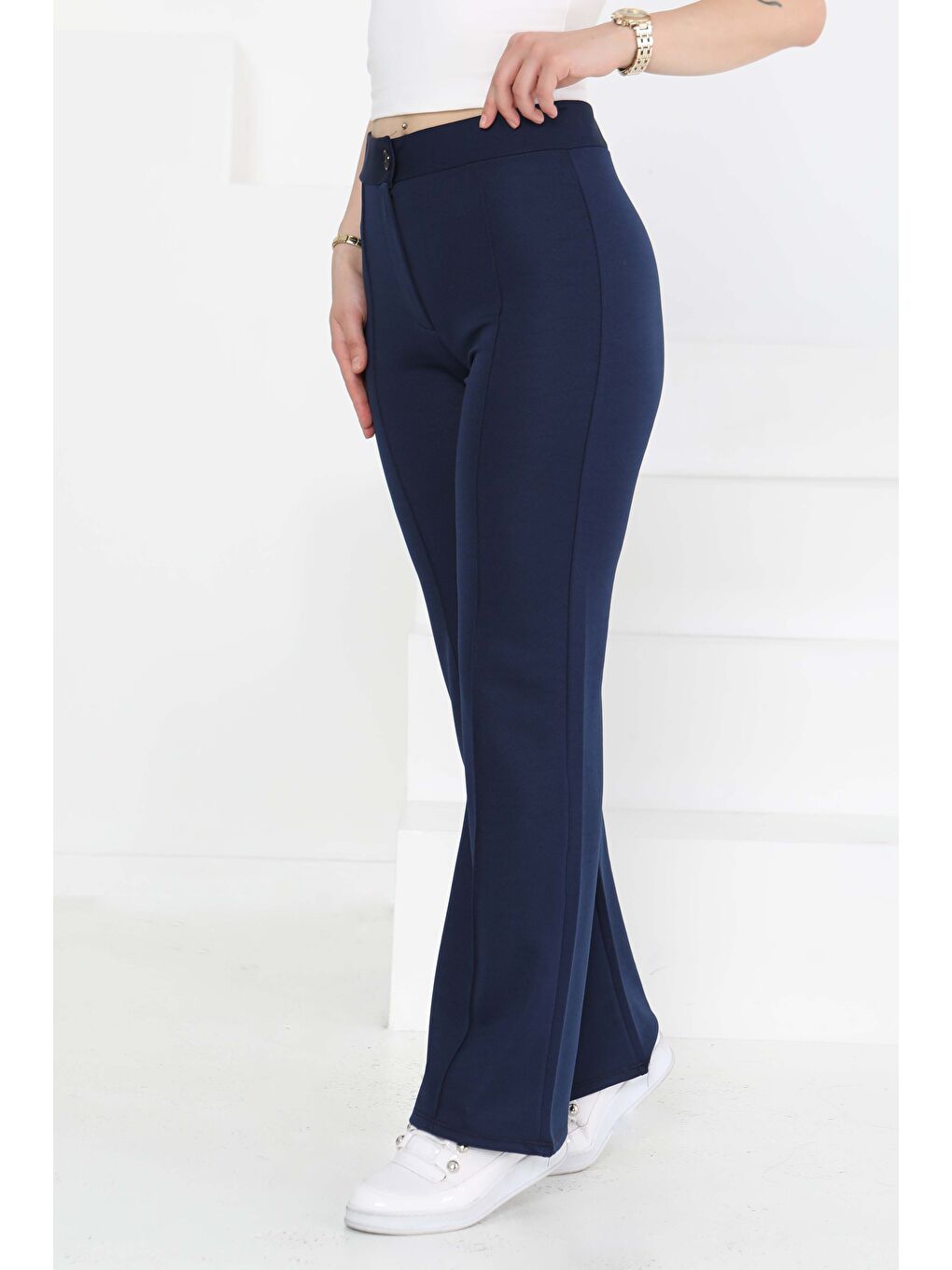 Şerit Detaylı Spor Pantolon Lacivert - 27084