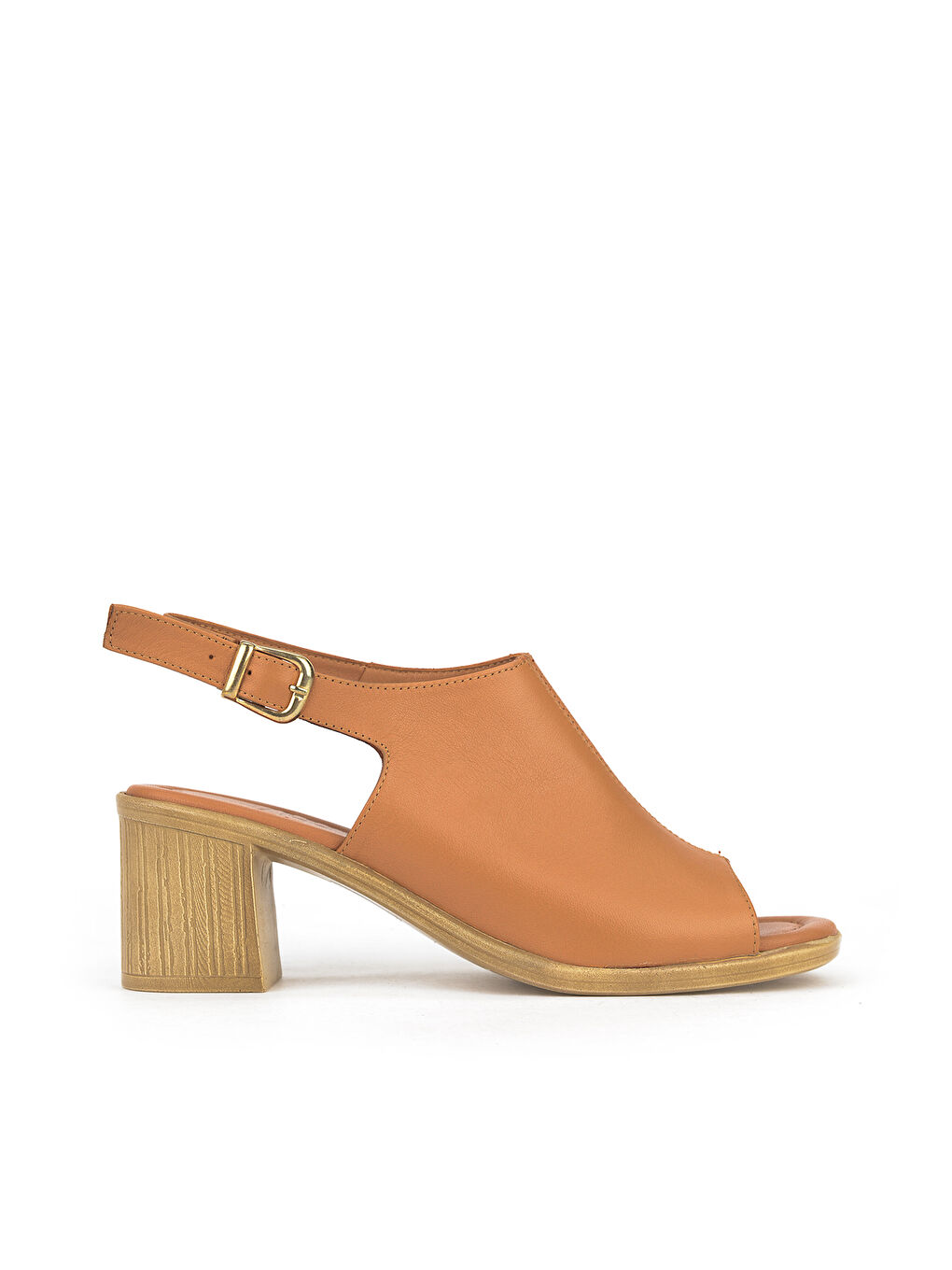 Kahverengi Kadın Hakiki Deri Topuklu Sandalet 1611020Z2212 Taba