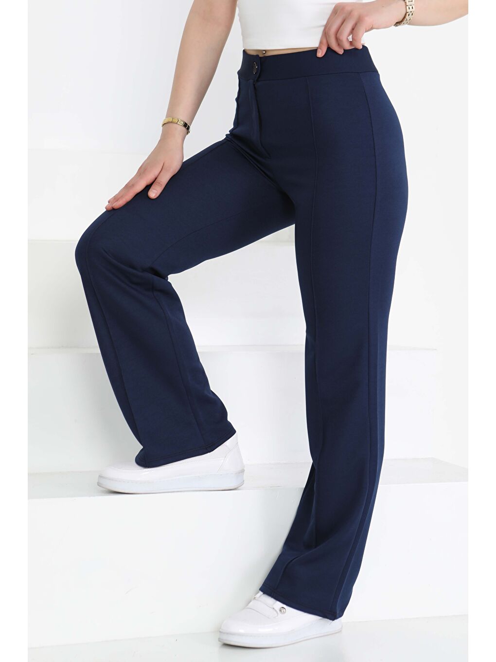 Şerit Detaylı Spor Pantolon Lacivert - 27084-1