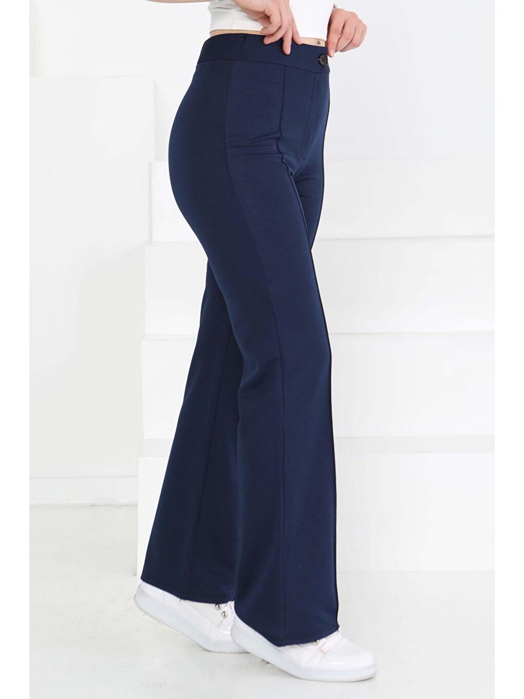 Şerit Detaylı Spor Pantolon Lacivert - 27084-2