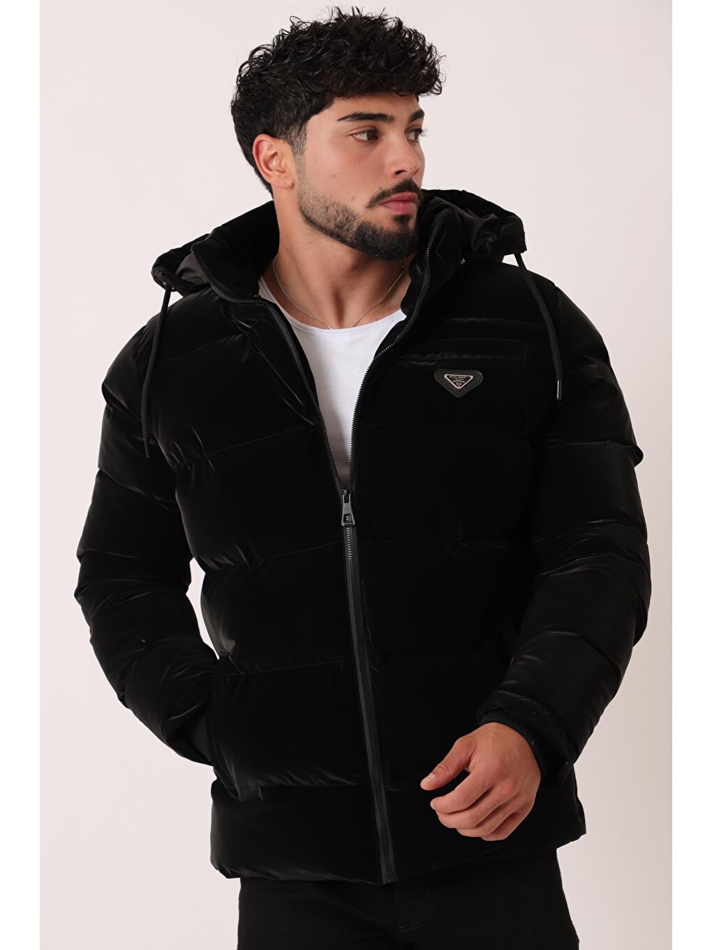 Siyah Cep Fermuarlı Armalı Nova Kışlık Şişme Mont PLDP 2959-NM_50451-2