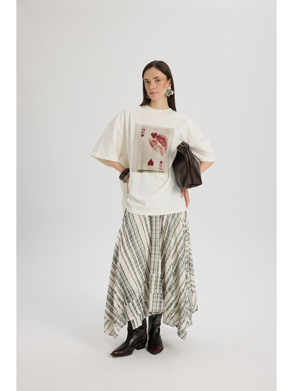 Two Of Hearts Oversize Beyaz T-Shirt-5