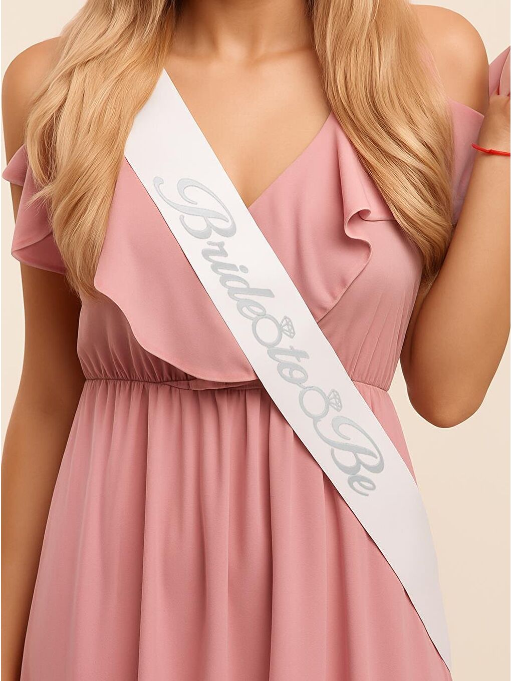 Bride To Be Kuşak Bekarlığa Veda Parti Aksesuarı Beyaz Üzeri Gümüş Yazılı