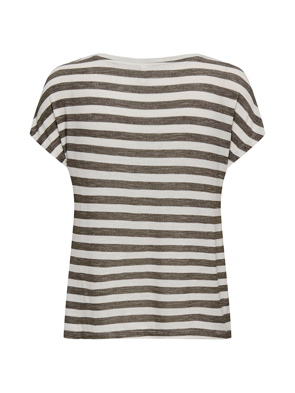 Beyaz Onlliran Regular Fit Çizgili V Yaka T Shirt 15369780-1