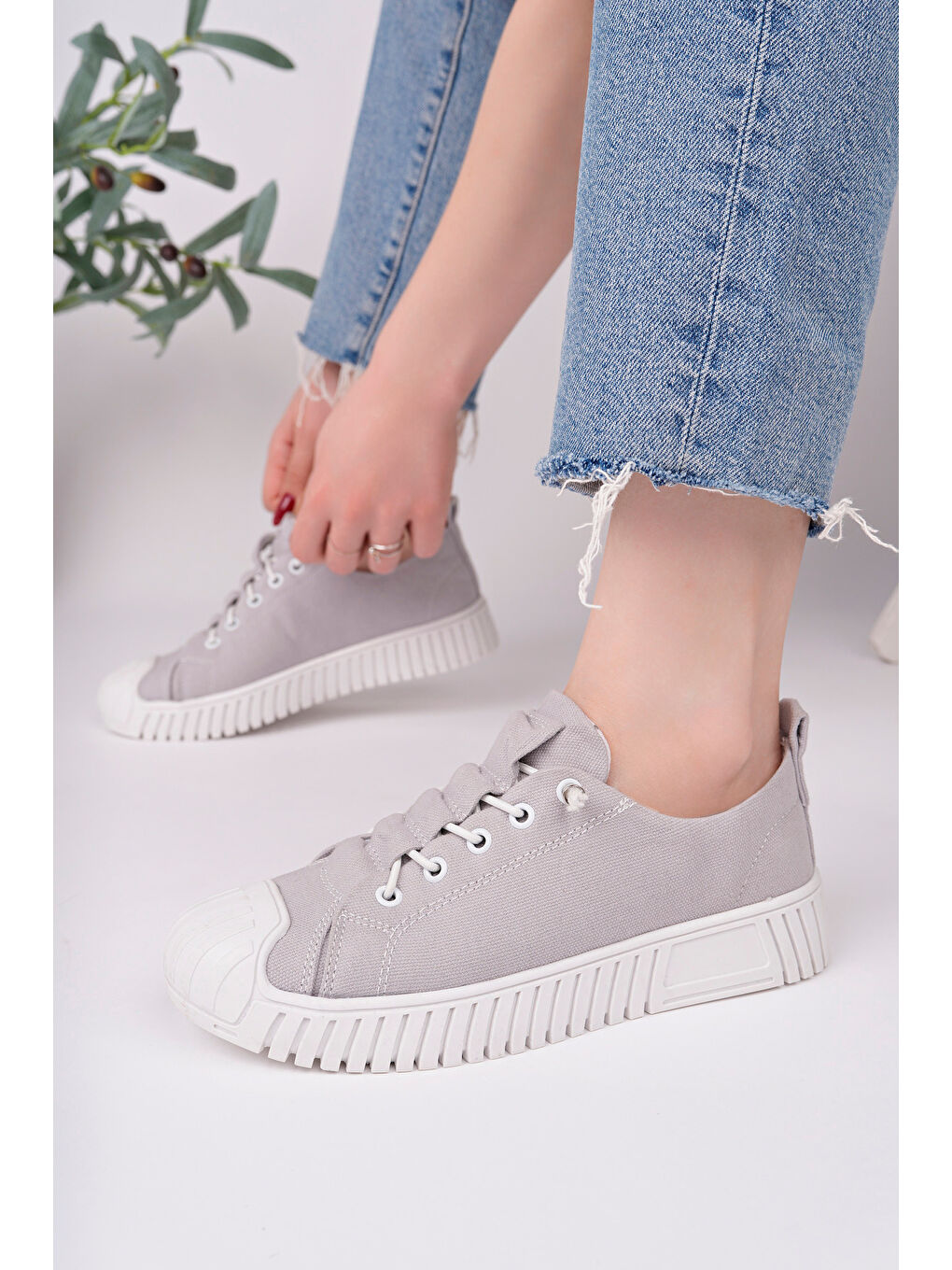 Gri Kadın Sneaker Günlük Ayakkabı-1