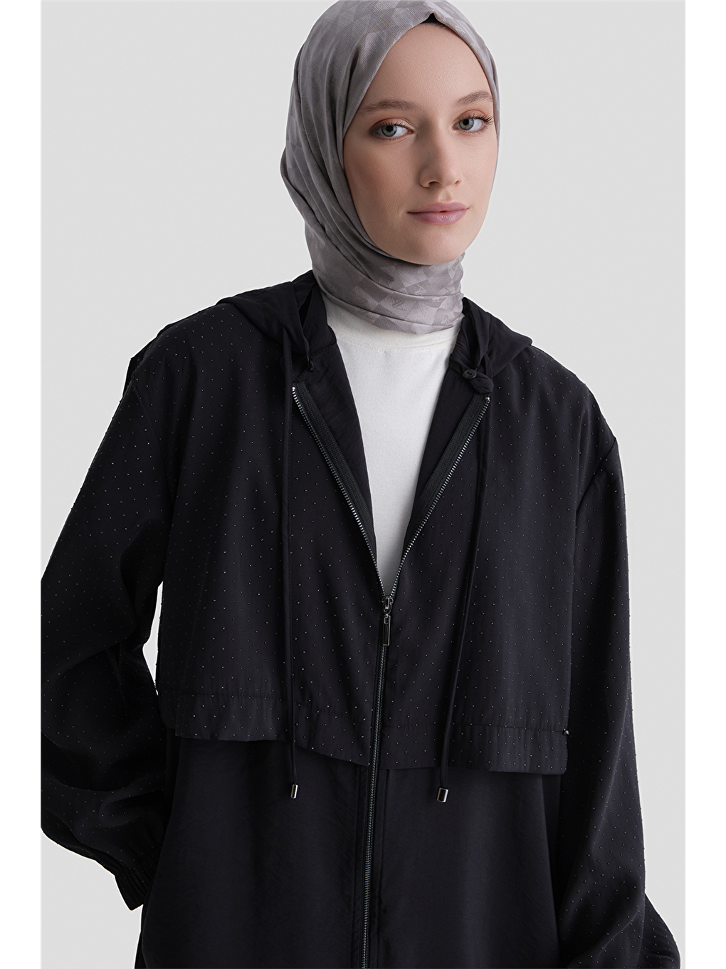 Kapüşonlu Modal Karışımlı Kap Siyah