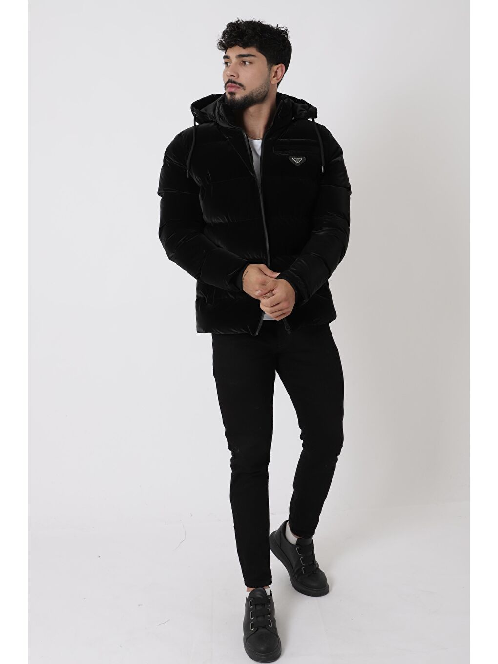 Siyah Cep Fermuarlı Armalı Nova Kışlık Şişme Mont PLDP 2959-NM_50451-4