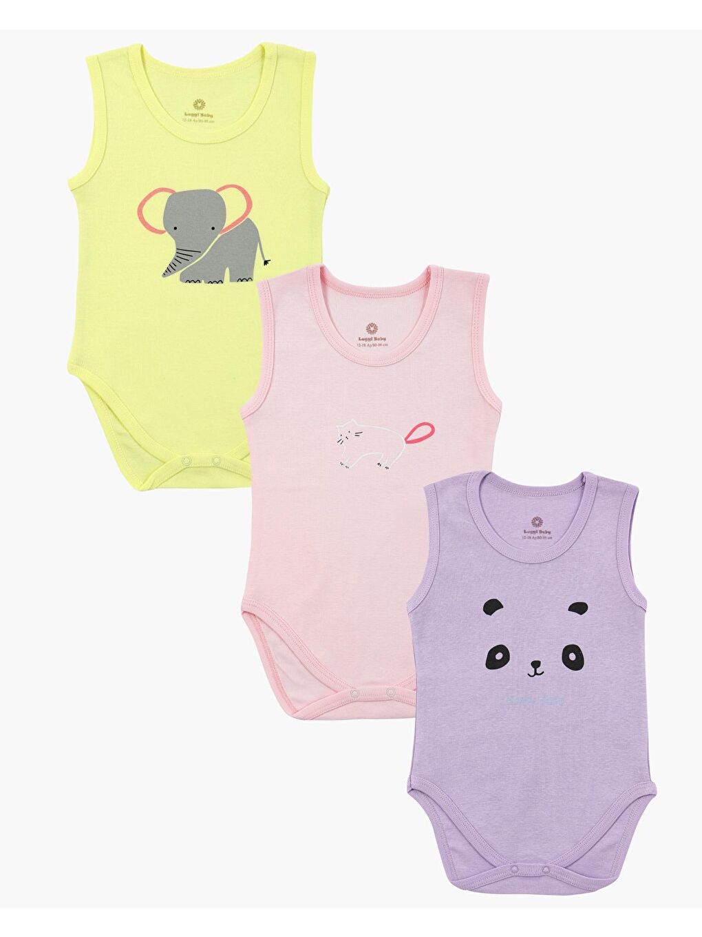 Lila Bisiklet Yaka Kız Bebek Askılı Çıtçıtlı Body 3'lü