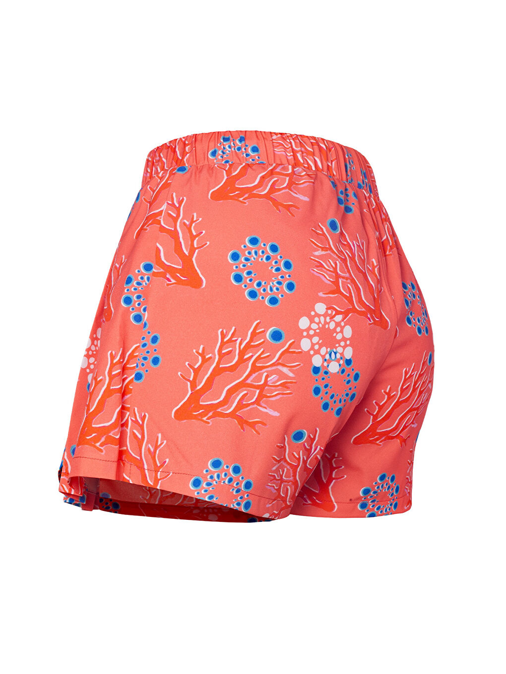 Karışık Mercan Kadın Şort Etek – Lastikli Bel, Bağcıklı, Pembe Desenli Yazlık Skort-3