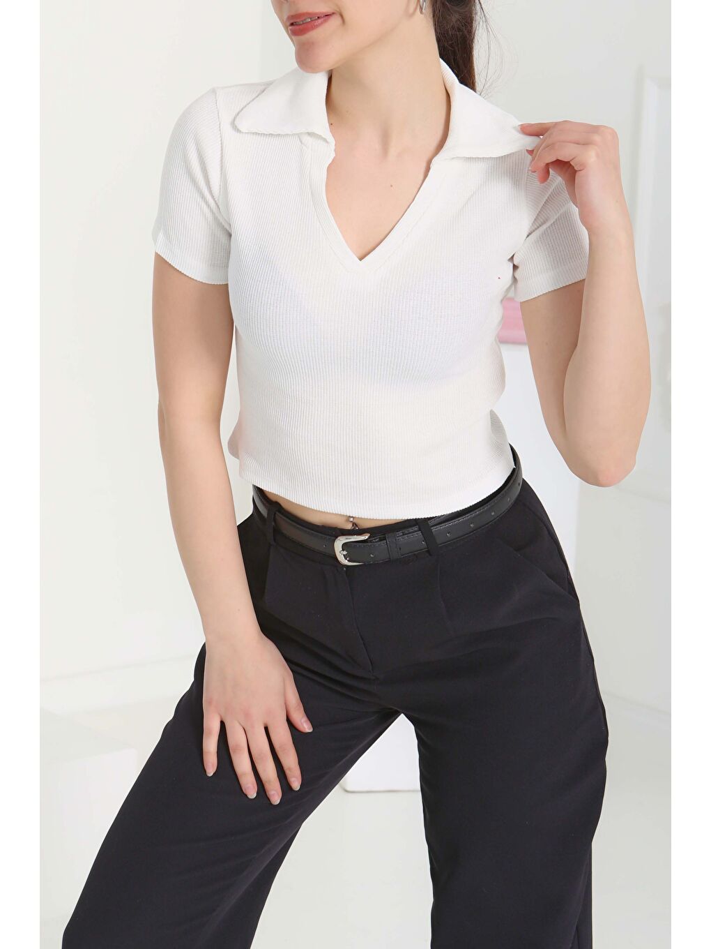 Polo Yaka Kısa Kollu Bady Beyaz - 27143