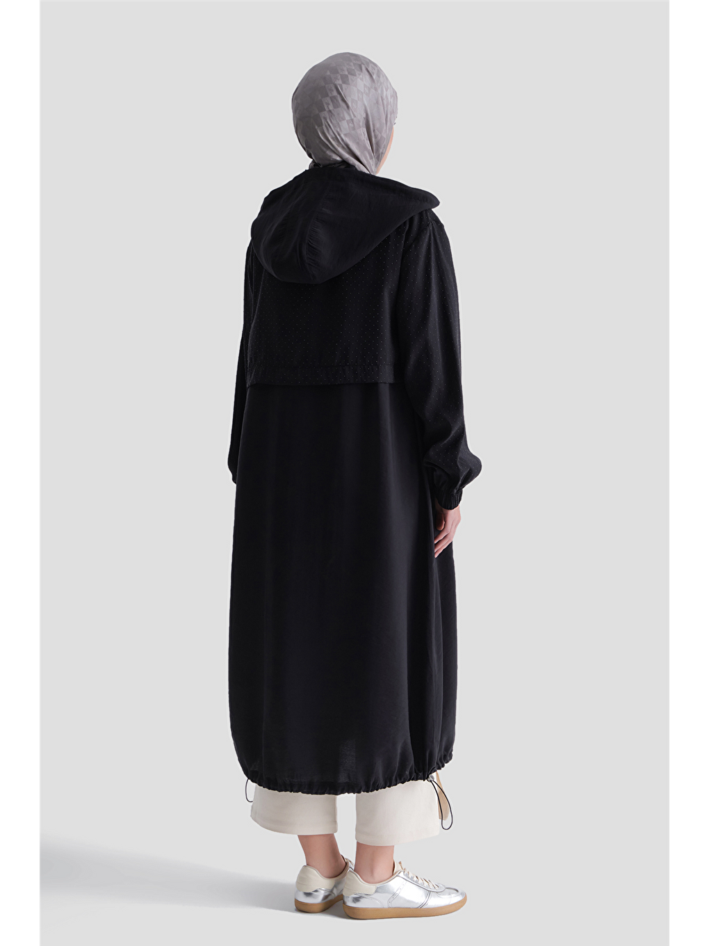 Kapüşonlu Modal Karışımlı Kap Siyah-4