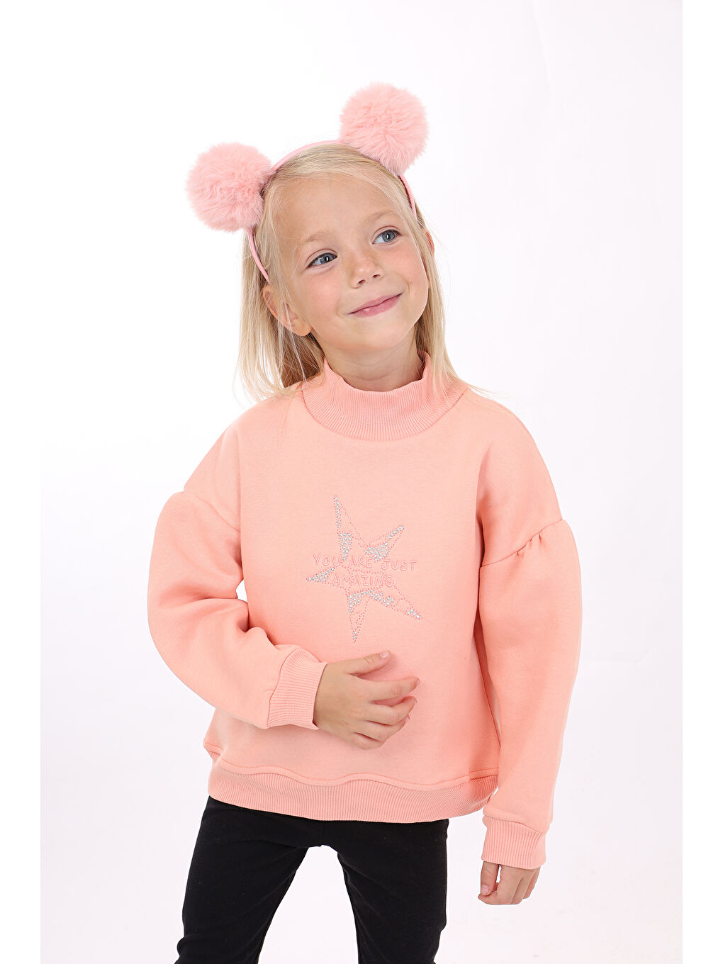 Pembe Kız Çocuk Nakışlı Sweatshirt