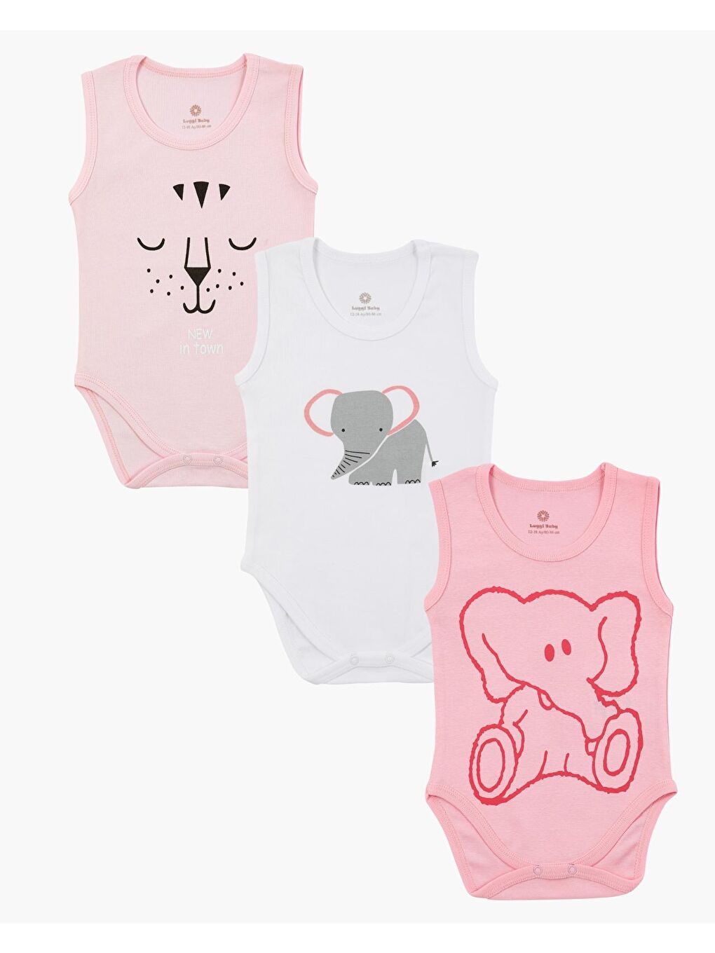 Pembe Bisiklet Yaka Kız Bebek Askılı Çıtçıtlı Body 3'lü