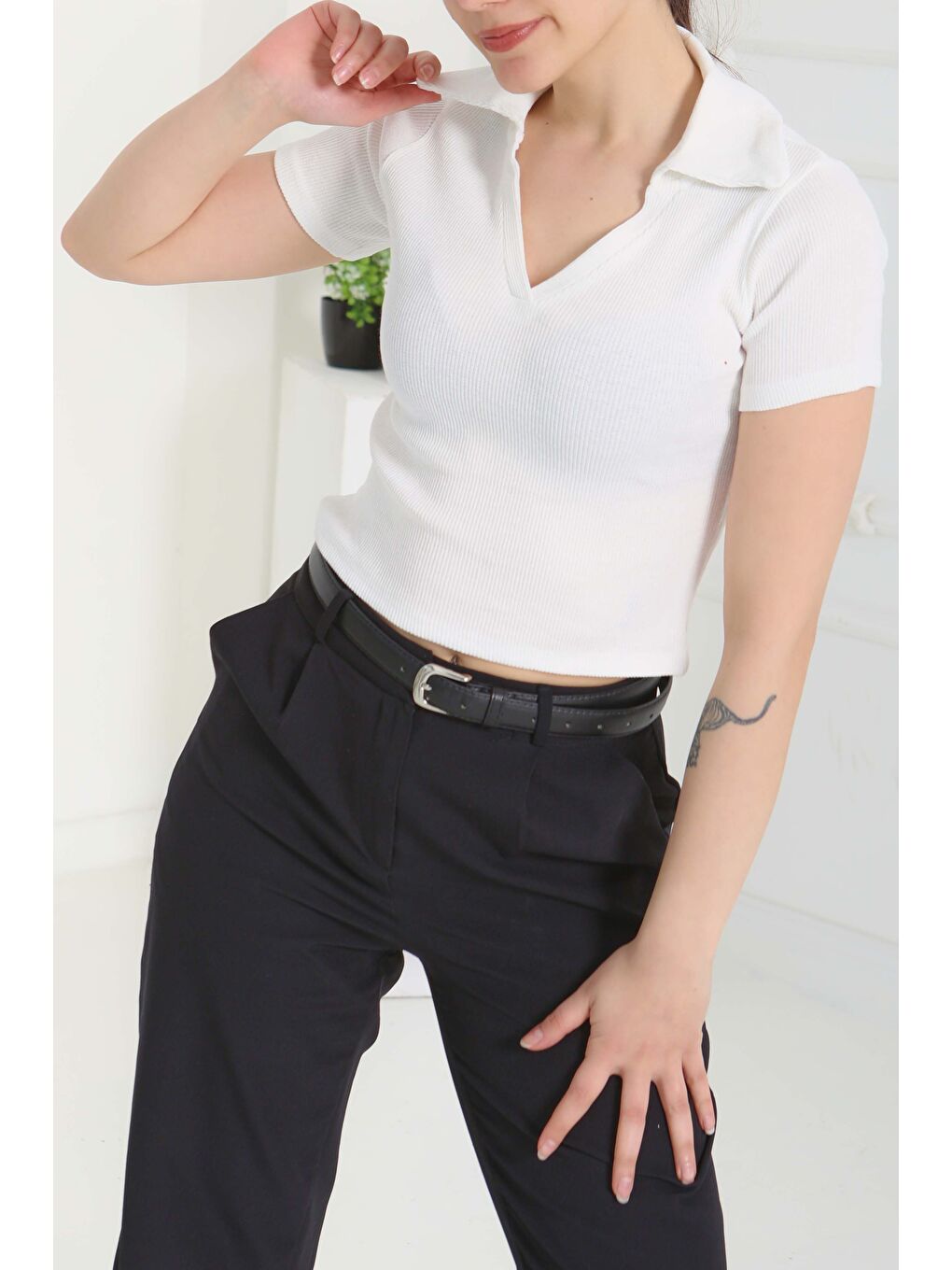 Polo Yaka Kısa Kollu Bady Beyaz - 27143-1