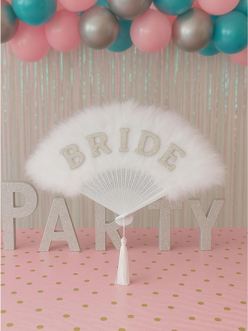 Bride Yazılı Tüylü Gelin Yelpaze Bekarlığa Veda Partisi Kostüm Aksesuarı Beyaz-1