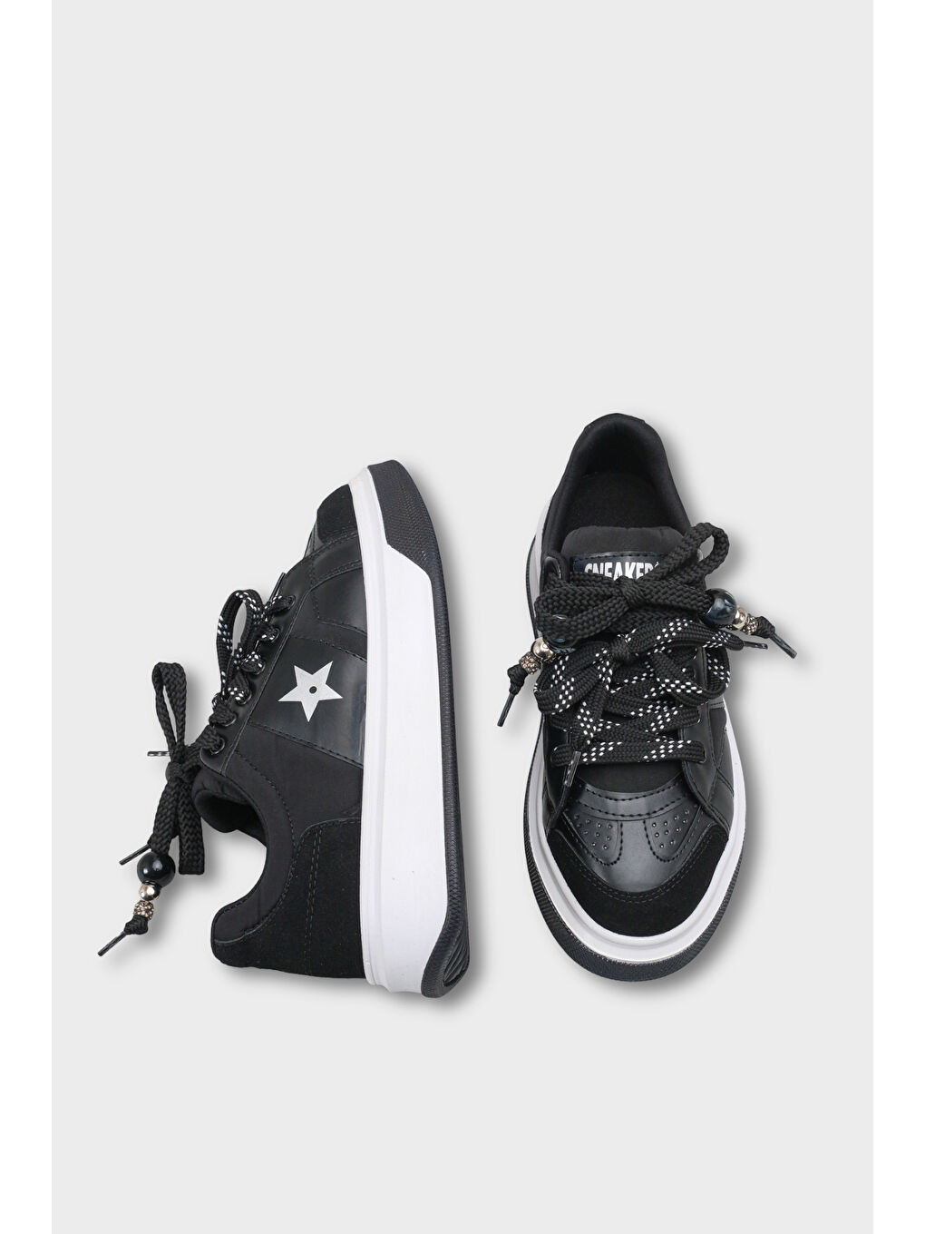 Siyah Kadın Sneaker Spor Ayakkabı-4
