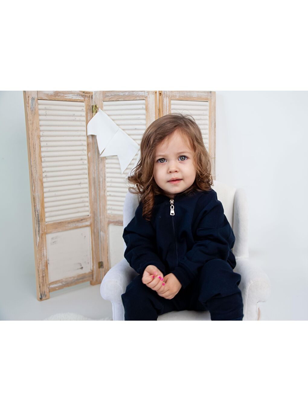 Lacivert Fermuarlı Kapüşonlu Tek Sweat