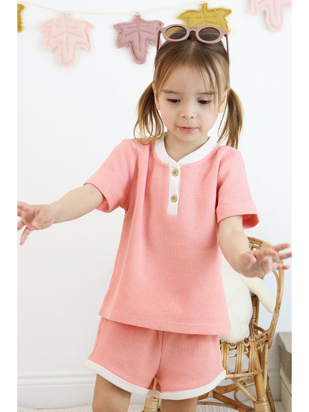 Pembe Çift Renkli Waffle Takım-1