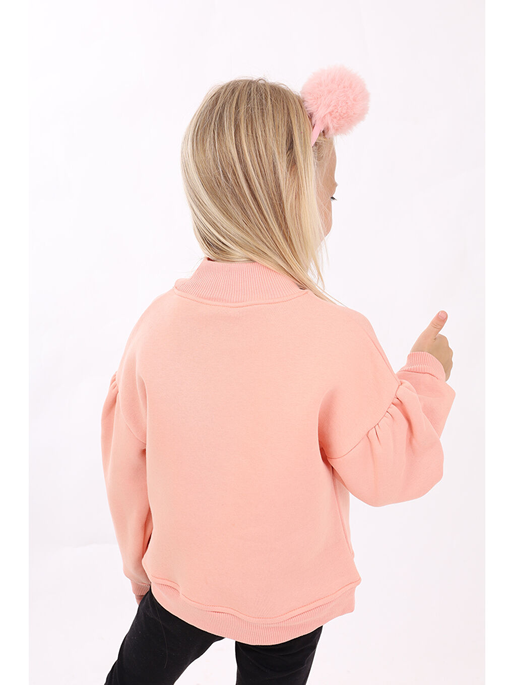 Pembe Kız Çocuk Nakışlı Sweatshirt-1