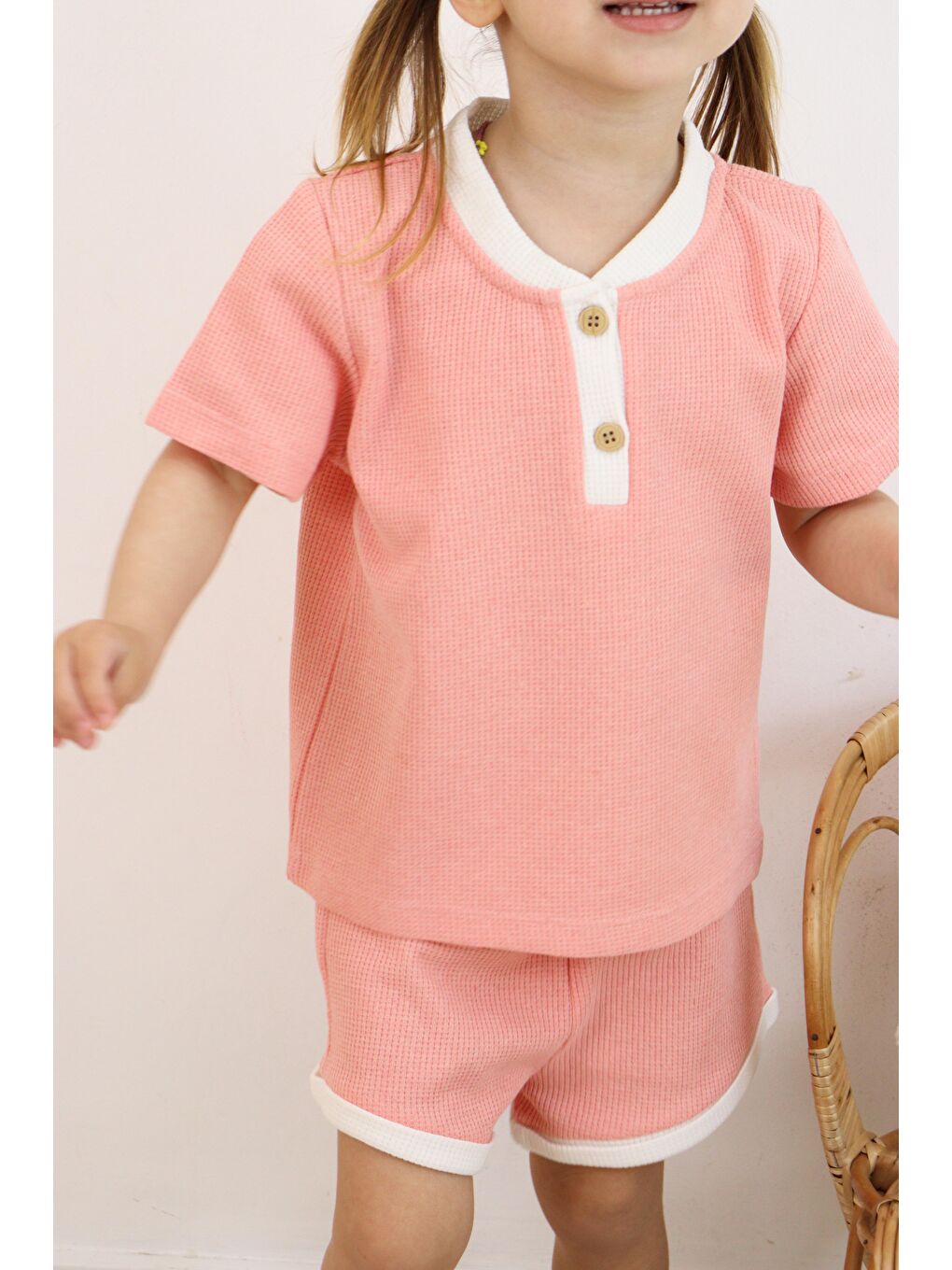 Pembe Çift Renkli Waffle Takım-2