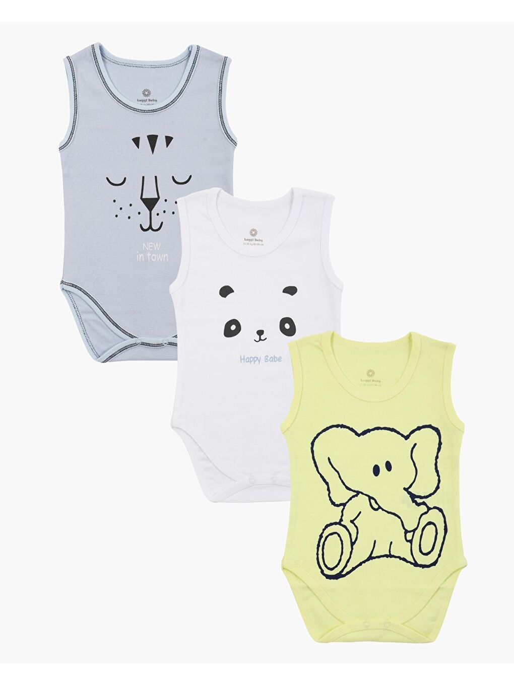 Sarı Bisiklet Yaka Erkek Bebek Atlet Çıtçıtlı Body 3'lü