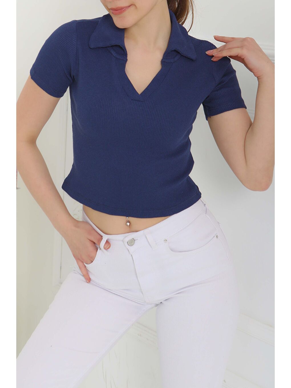 Polo Yaka Kısa Kollu Bady Lacivert - 27143-2