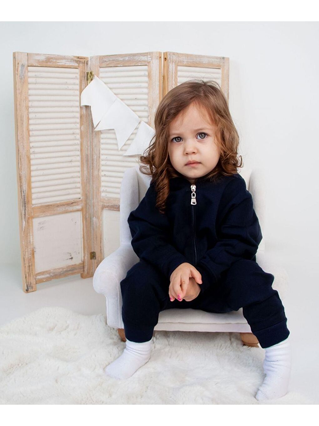 Lacivert Fermuarlı Kapüşonlu Tek Sweat-4