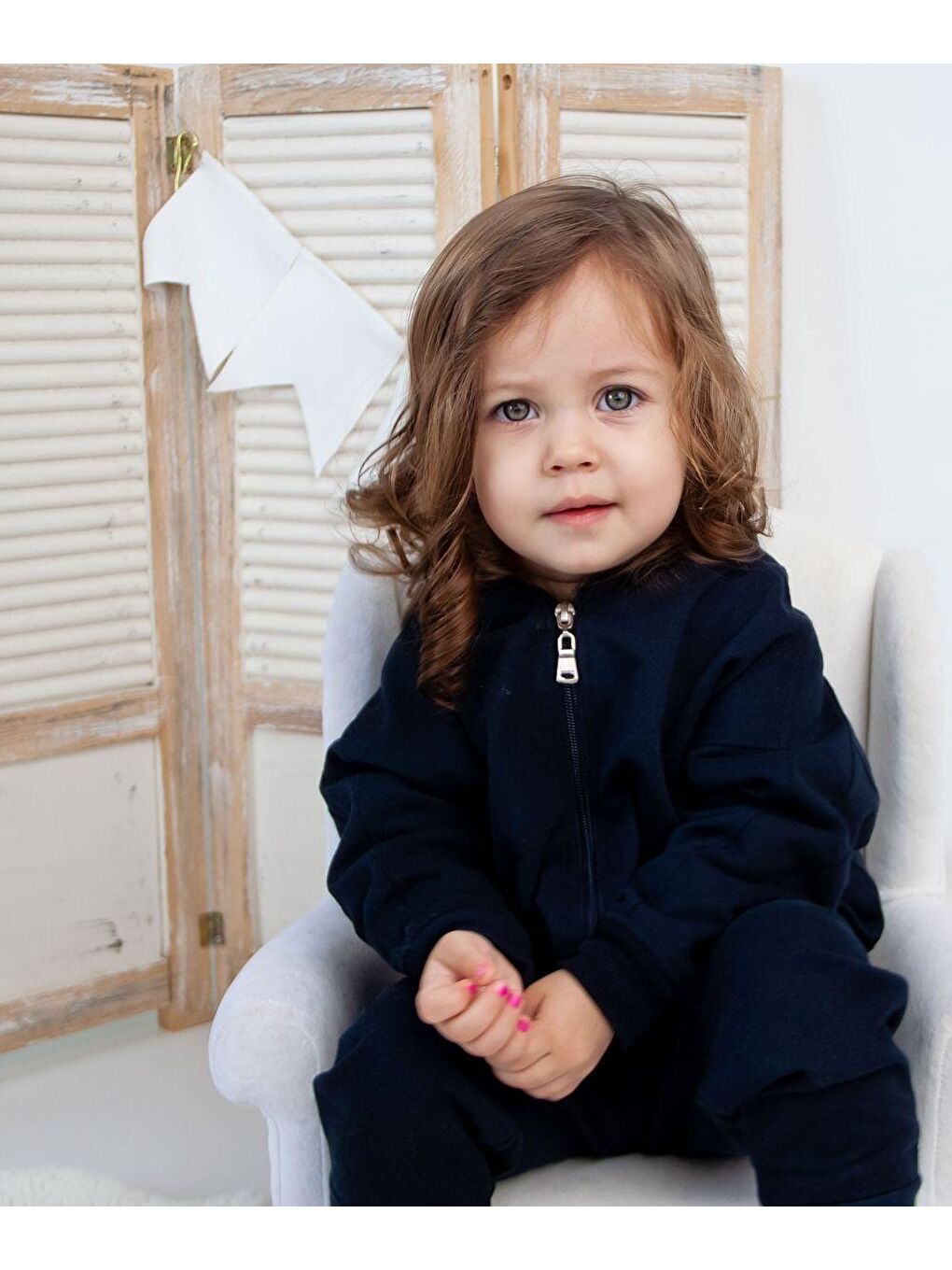 Lacivert Fermuarlı Kapüşonlu Tek Sweat-5