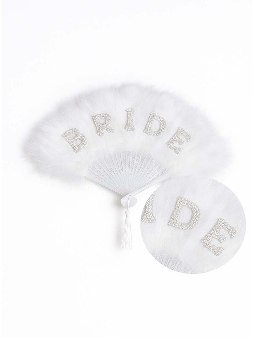 Bride Yazılı Tüylü Gelin Yelpaze Bekarlığa Veda Partisi Kostüm Aksesuarı Beyaz-2