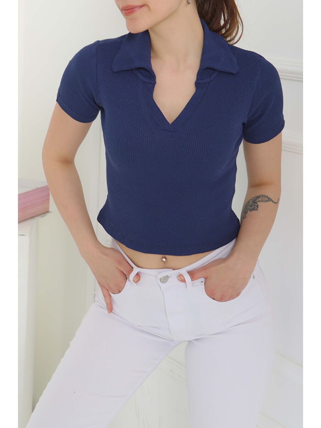 Polo Yaka Kısa Kollu Bady Lacivert - 27143-3