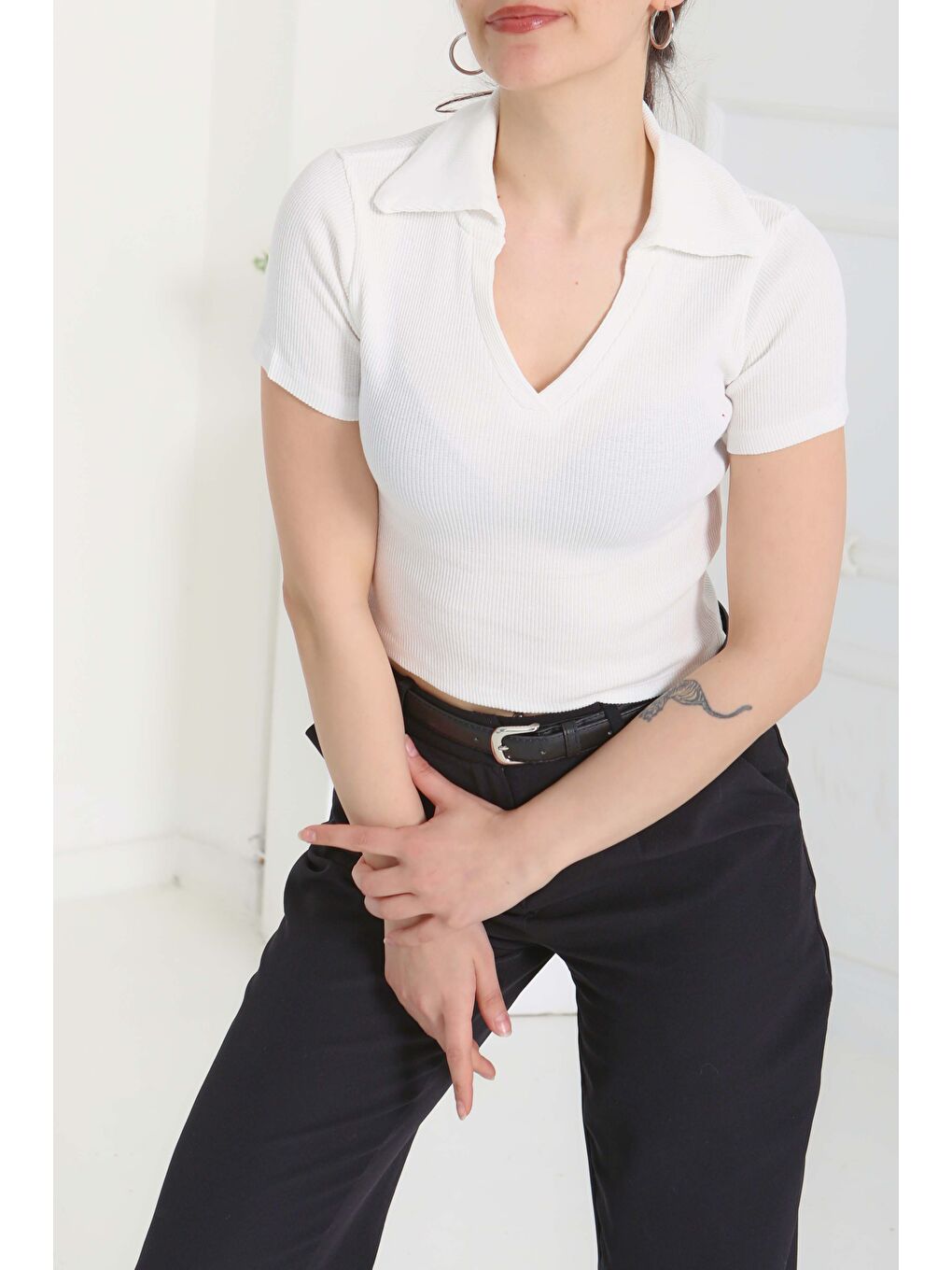 Polo Yaka Kısa Kollu Bady Beyaz - 27143-5