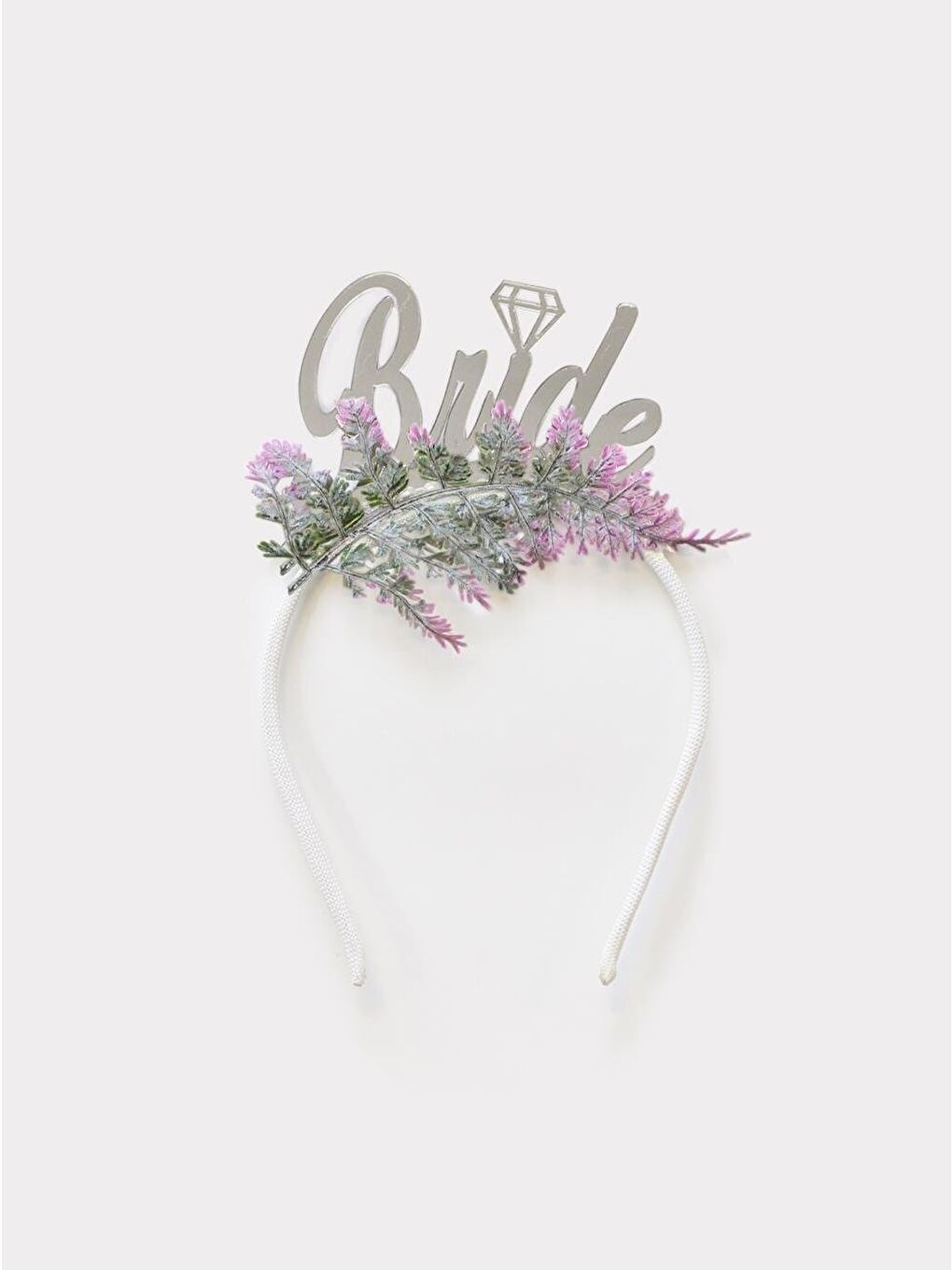 Sarı Bride Gümüş Pleksi Taç Lavanta Çiçekli Bekarlığa Veda Parti Tacı-1