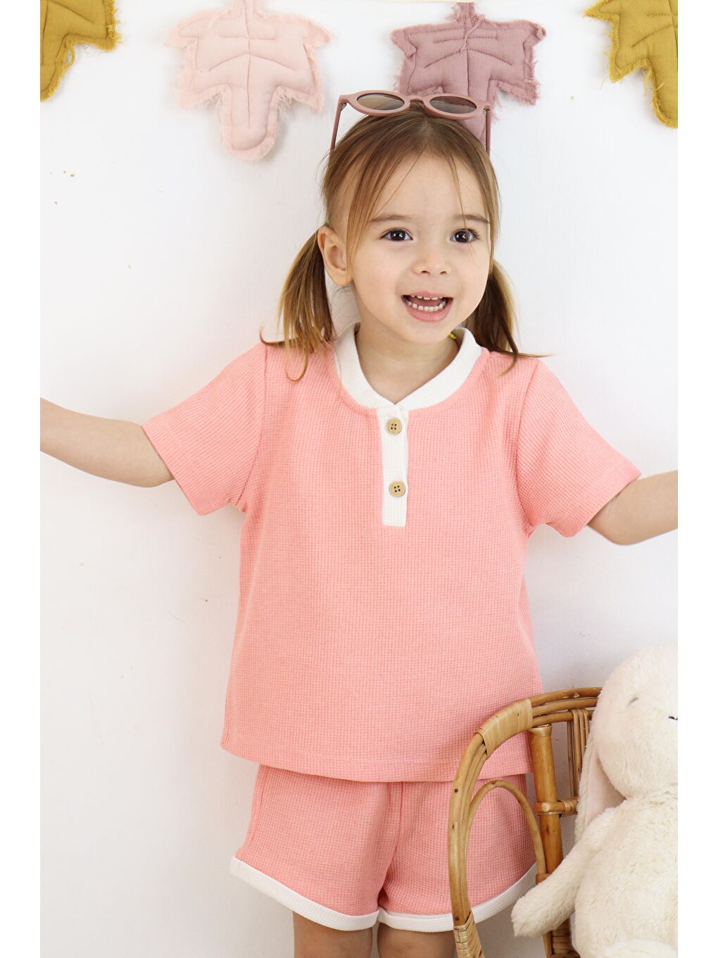 Pembe Çift Renkli Waffle Takım-3